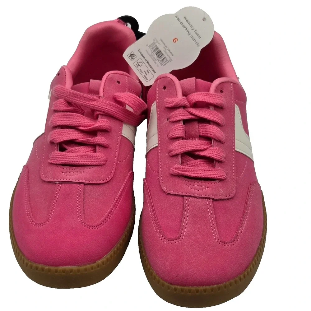 NEW Wonder Nation Girls Sneakers Pink And‎ White Low Top Memory Foam Size 6